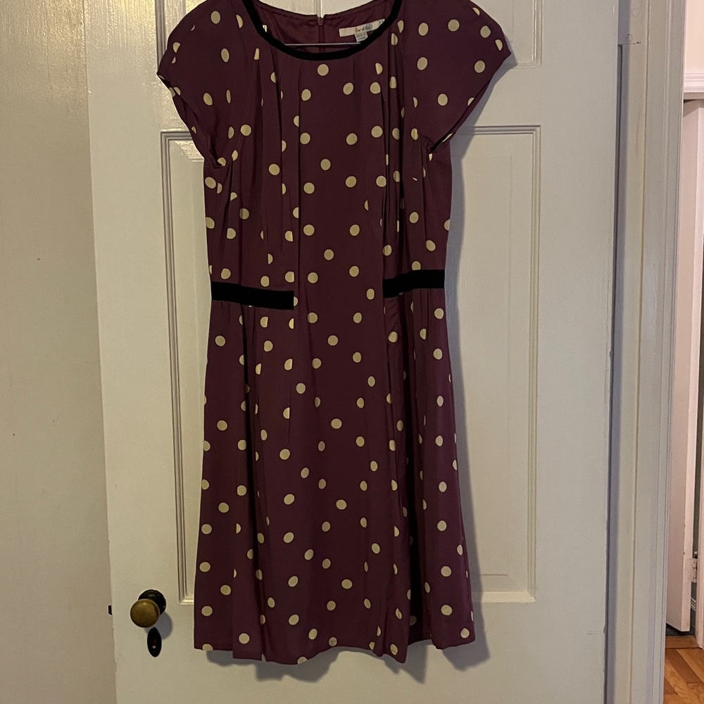 Boden Purple Polka Dot Cap Sleeve Dress